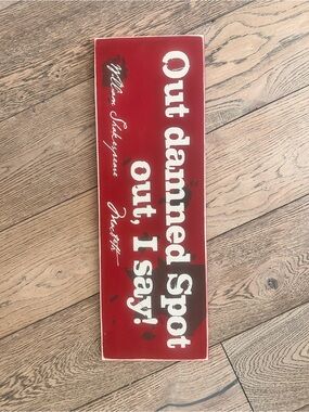 Red Vintage-Style "Out damned Spot" Decorative Wall Plaque